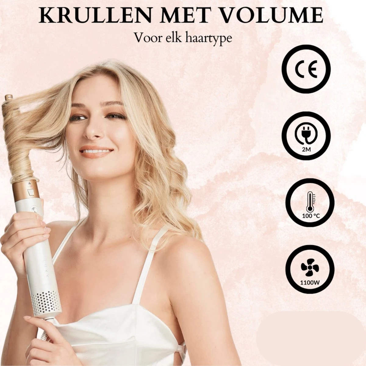 Glamour Airwrap 5 In 1 - Krultang - Föhnborstel - Stijltang - Multistyler - Krulborstel - Luxe Cadeau Set - 2023 Edition White/Gold - Afbeelding 6