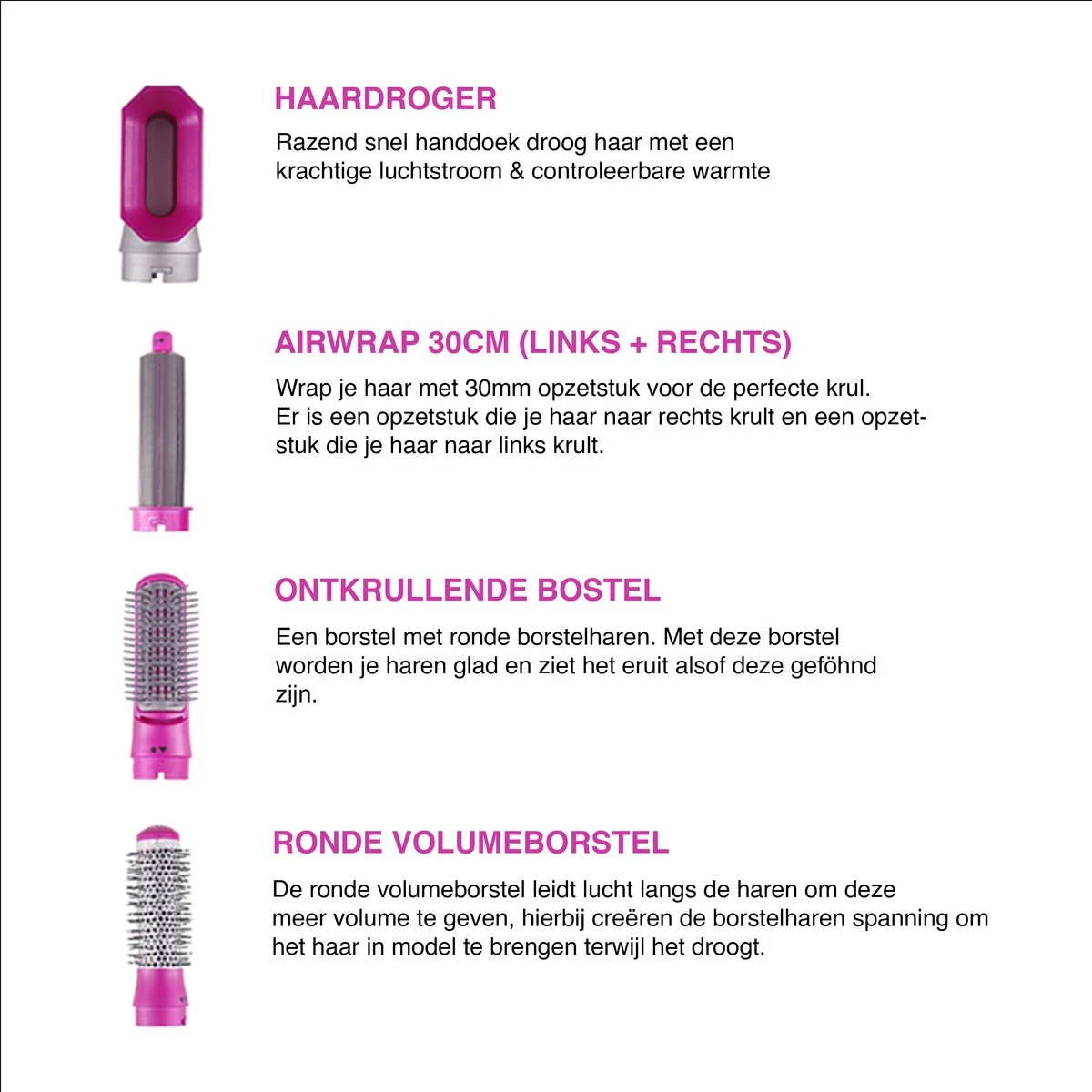 Merkloos Airwrap 5 In 1 Multistyler - Föhnborstel - Krultang - Hairstyler - Borstel - Haardroger -Föhn - Afbeelding 4