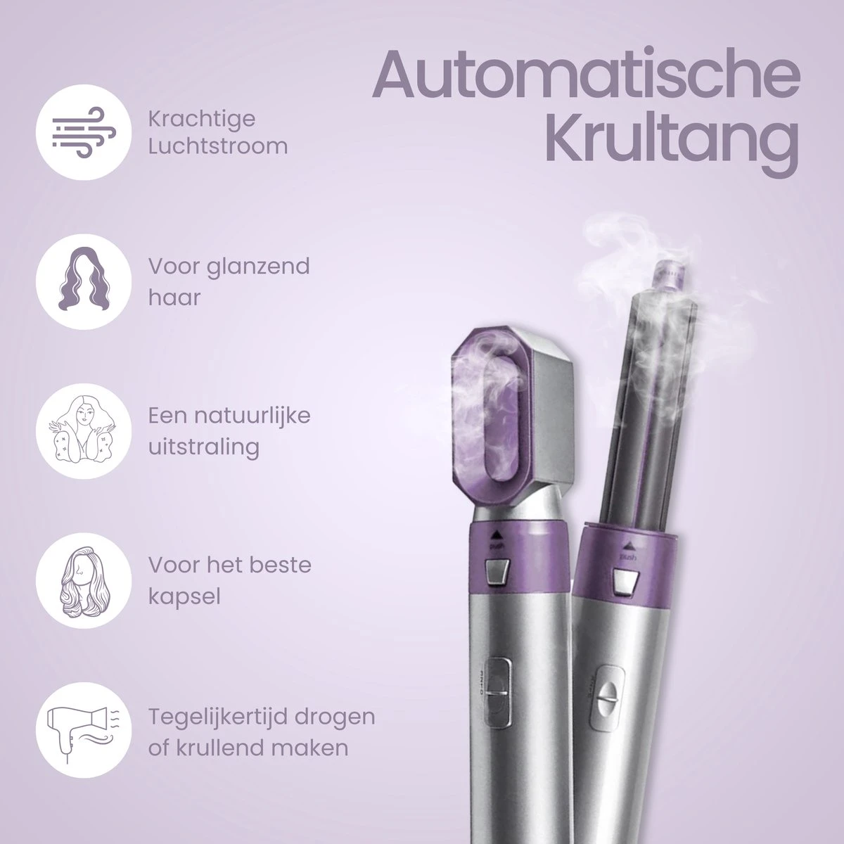 Merkloos Airwrap 5 In 1 Multistyler - Krultang - Multi Styler - Stijltang - Automatische - Föhnborstel - Roterend - Inclusief 5 Opzetstukken 5 Merkloos Airwrap 5 In 1 Multistyler - Krultang - Multi Styler - Stijltang - Automatische - Föhnborstel - Roterend - Inclusief 5 Opzetstukken - Afbeelding 3