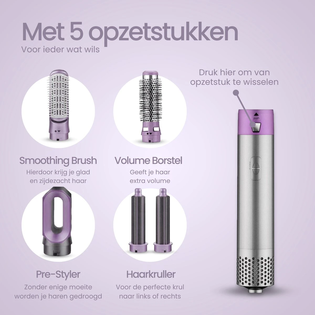 Merkloos Airwrap 5 In 1 Multistyler - Krultang - Multi Styler - Stijltang - Automatische - Föhnborstel - Roterend - Inclusief 5 Opzetstukken 8 Merkloos Airwrap 5 In 1 Multistyler - Krultang - Multi Styler - Stijltang - Automatische - Föhnborstel - Roterend - Inclusief 5 Opzetstukken - Afbeelding 6