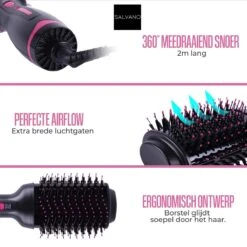 Seidon Fohnborstel – Keramische Fohn Borstel – 3 In 1 Magic Brush Voor Lang, Kort Stijl, Krullend En Kroes Haar – 1000W – Zwart-Roze -BaByliss Verkoopwinkel 1200x1200 3571