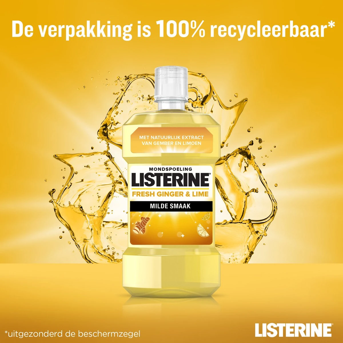 LISTERINE Fresh Ginger & Lime Mondwater, Met Gember- En Limoenextract, Mondspoeling Zonder Alcohol, Voor Een Frisse Adem, 3 X 500 Ml - Afbeelding 7