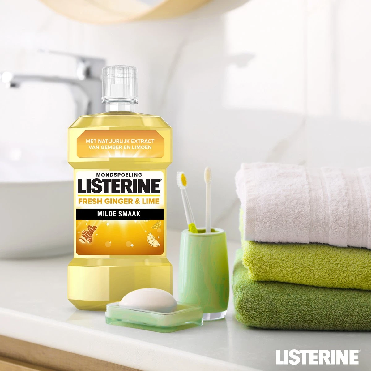 LISTERINE Fresh Ginger & Lime Mondwater, Met Gember- En Limoenextract, Mondspoeling Zonder Alcohol, Voor Een Frisse Adem, 3 X 500 Ml - Afbeelding 9