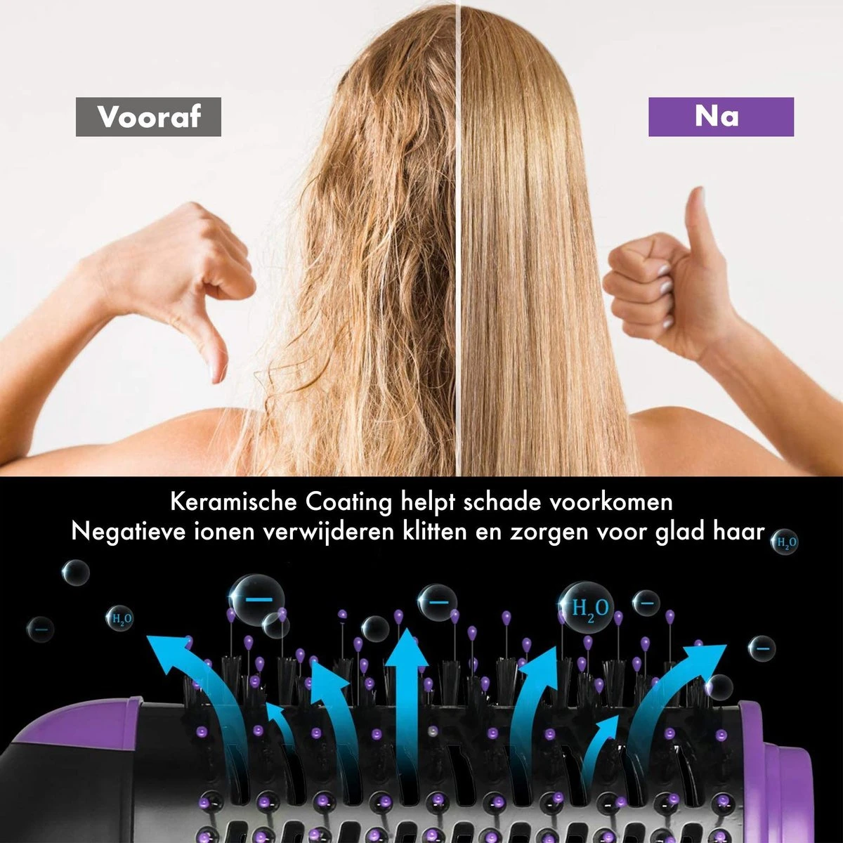 Ciriel CT31 Pro - Fohnborstel - Paars - Fohn - Haardroger - Krulborstel - Magic Brush - 4 In 1 - Krultang - Stijltang - Beauty - Borstel - Keramisch - Afbeelding 6