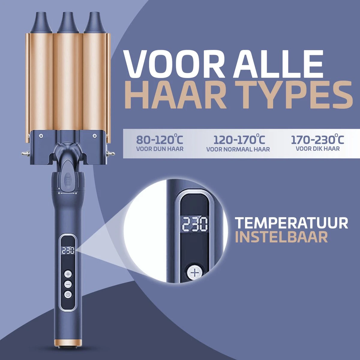 Nince Luxe Keramische Krultang Met Opzetstukken - Wafeltang Waver Golvenkrultang - Curling Iron - 9 Tot 32mm - Afbeelding 3