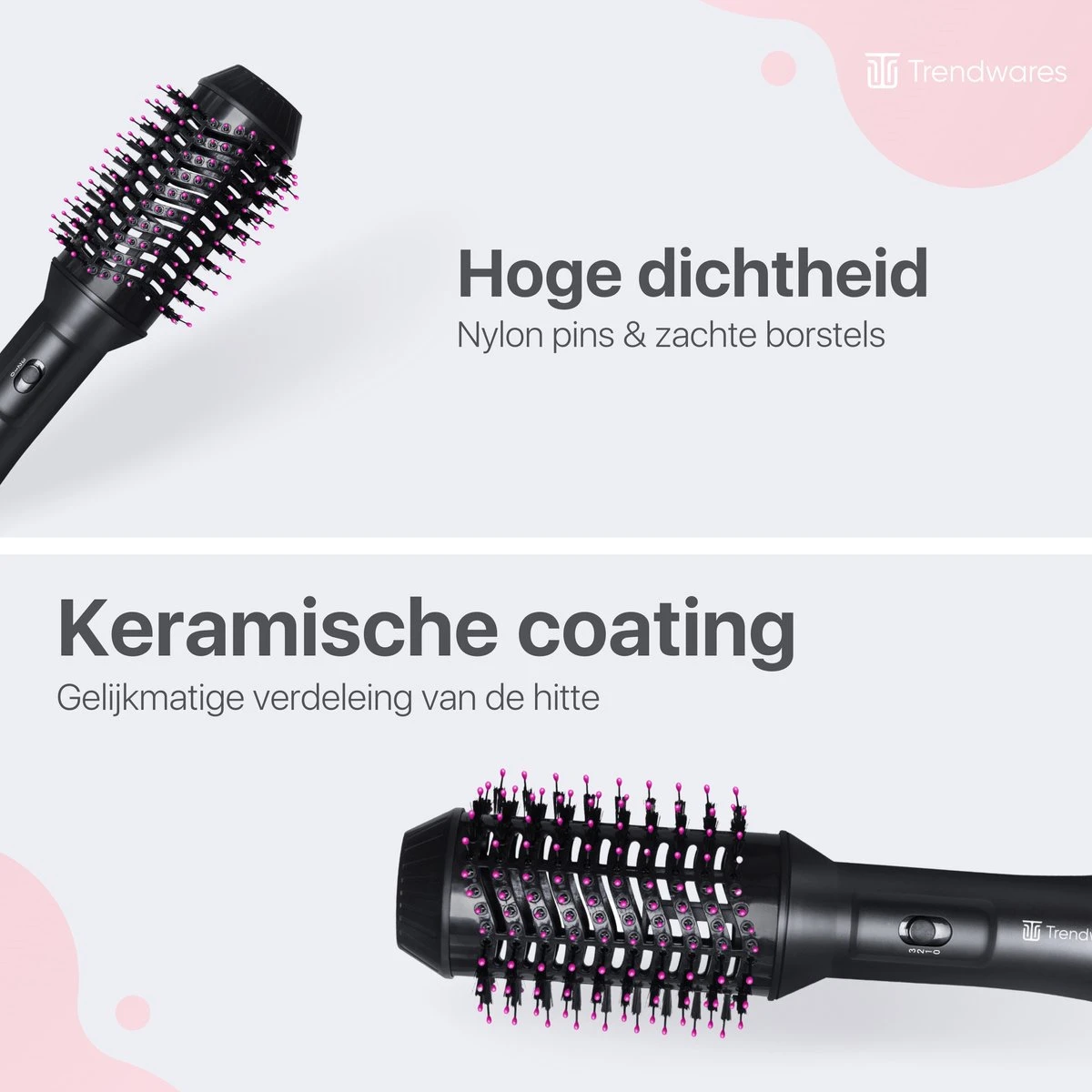 Trendwares Föhnborstel 3 In 1 - Magic Brush Voor Krullen / Kort / Lang & Stijl Haar – Krulborstel - Föhn – Stijltang – Krultang – Föhnborstel Rond – Zwart/Roze 8 Trendwares Föhnborstel 3 In 1 - Magic Brush Voor Krullen / Kort / Lang & Stijl Haar – Krulborstel - Föhn – Stijltang – Krultang – Föhnborstel Rond – Zwart/Roze - Afbeelding 6
