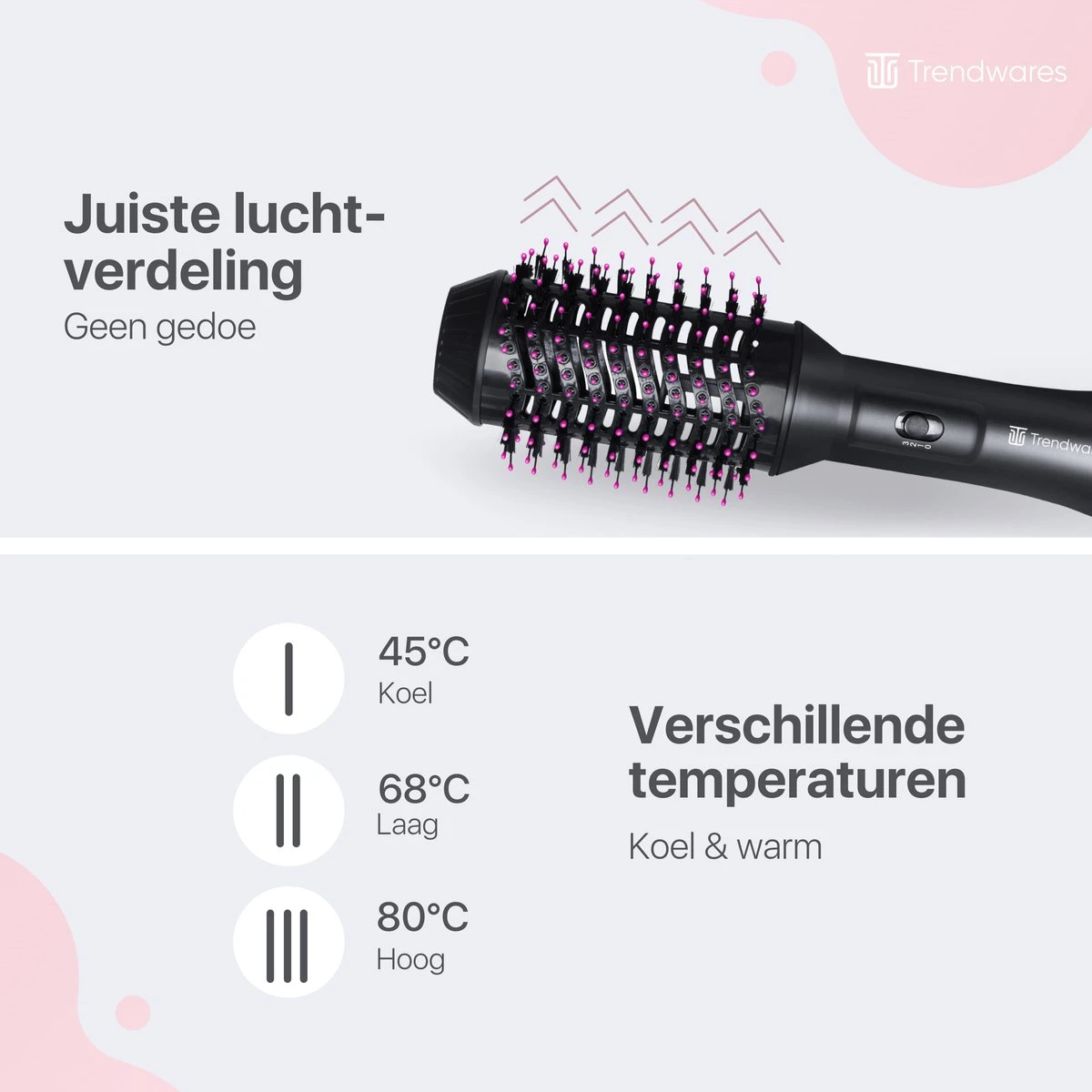 Trendwares Föhnborstel 3 In 1 - Magic Brush Voor Krullen / Kort / Lang & Stijl Haar – Krulborstel - Föhn – Stijltang – Krultang – Föhnborstel Rond – Zwart/Roze 11 Trendwares Föhnborstel 3 In 1 - Magic Brush Voor Krullen / Kort / Lang & Stijl Haar – Krulborstel - Föhn – Stijltang – Krultang – Föhnborstel Rond – Zwart/Roze - Afbeelding 9