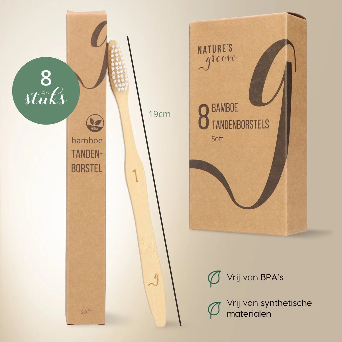 NATURE’S Groove® Bamboe Tandenborstel - Houten Tandenborstel Soft - 8 Stuks - Handmatig - Afbeelding 5