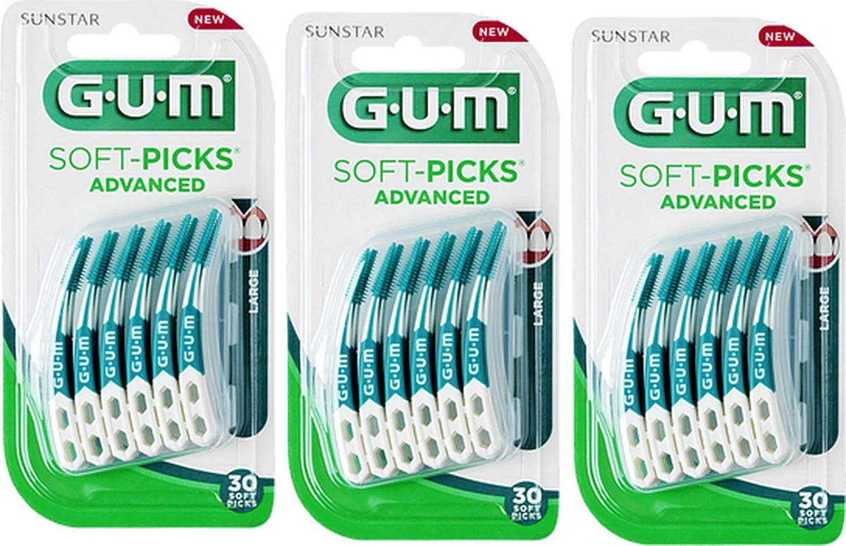GUM® GUM Soft Picks Advanced Large - 3 X 30 Stuks - Ragers - Voordeelverpakking