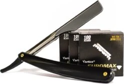 EUROMAX 300 Scheermesjes + TSF Razor, Shavette, Barbiersmes, Kappersmes, Klassiek Open Scheermes,