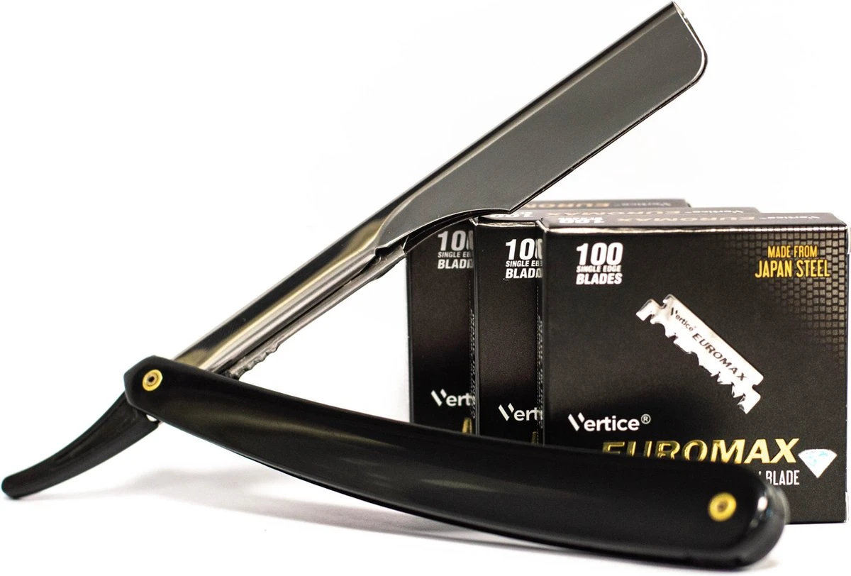 EUROMAX 300 Scheermesjes + TSF Razor, Shavette, Barbiersmes, Kappersmes, Klassiek Open Scheermes,