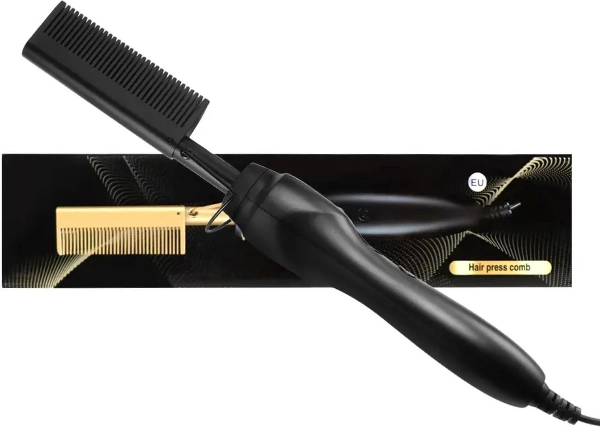 Premium Professionele Wonderkam - Stijltang, Keramische Haar- En Stijlborstel Voor Het Krullen, Gladmaken, Kammen En Stylen Van Het Haar, Hot Heat Comb Hair Straightener Voor Dames En Vrouwen (zwart) - Afbeelding 4