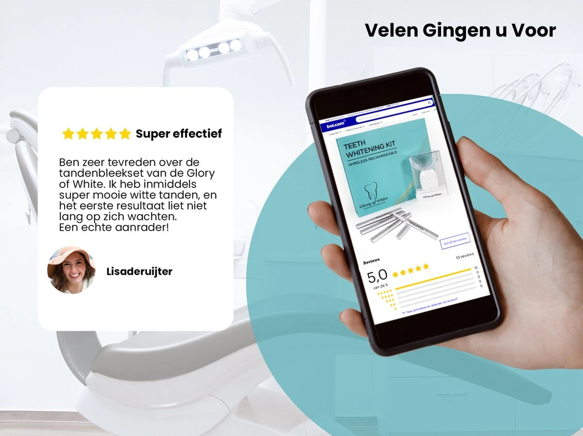 Tandenbleker Premium - Glory Of White - Professionele Tandenbleekset - Wittere Tanden - Tanden Bleken - Teeth Whitening - Zonder Peroxide - Afbeelding 7