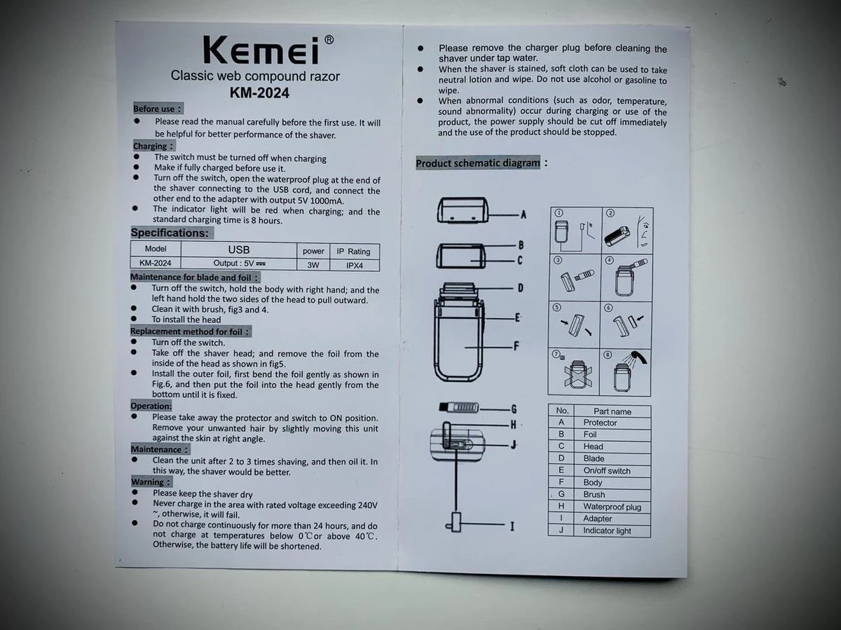 Kemei 2024 Shaver Scheerapparaat - Shaver - Scheerapparaat - Scheerapparaat Mannen - Scheerapparaat Vrouw - Zakformaat - Scheren - Scheerapparaat Hoofd - Afbeelding 4