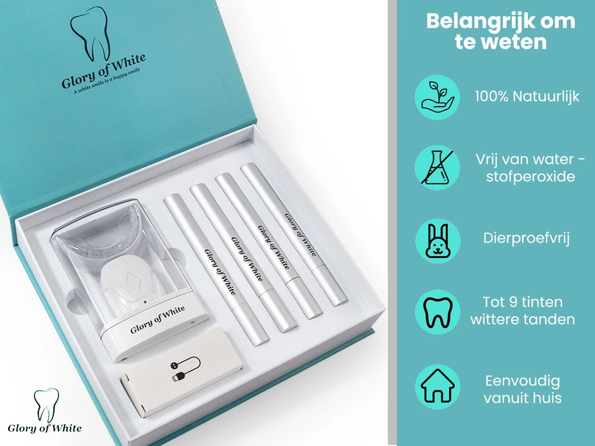 Tandenbleker Premium - Glory Of White - Professionele Tandenbleekset - Wittere Tanden - Tanden Bleken - Teeth Whitening - Zonder Peroxide - Afbeelding 2