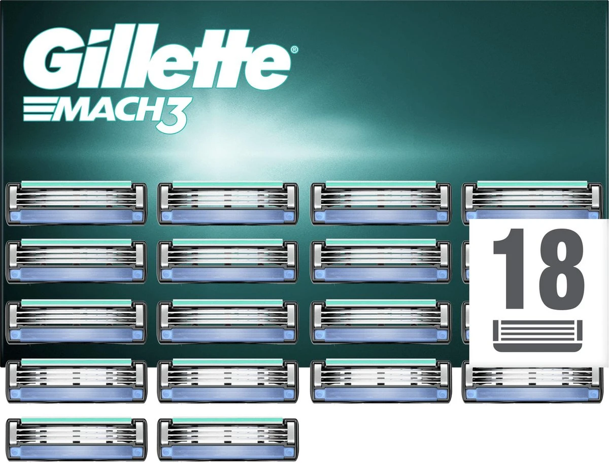 GilletteĀ® Gillette Mach3 Scheermesjes Voor Mannen - 18 Navulmesjes