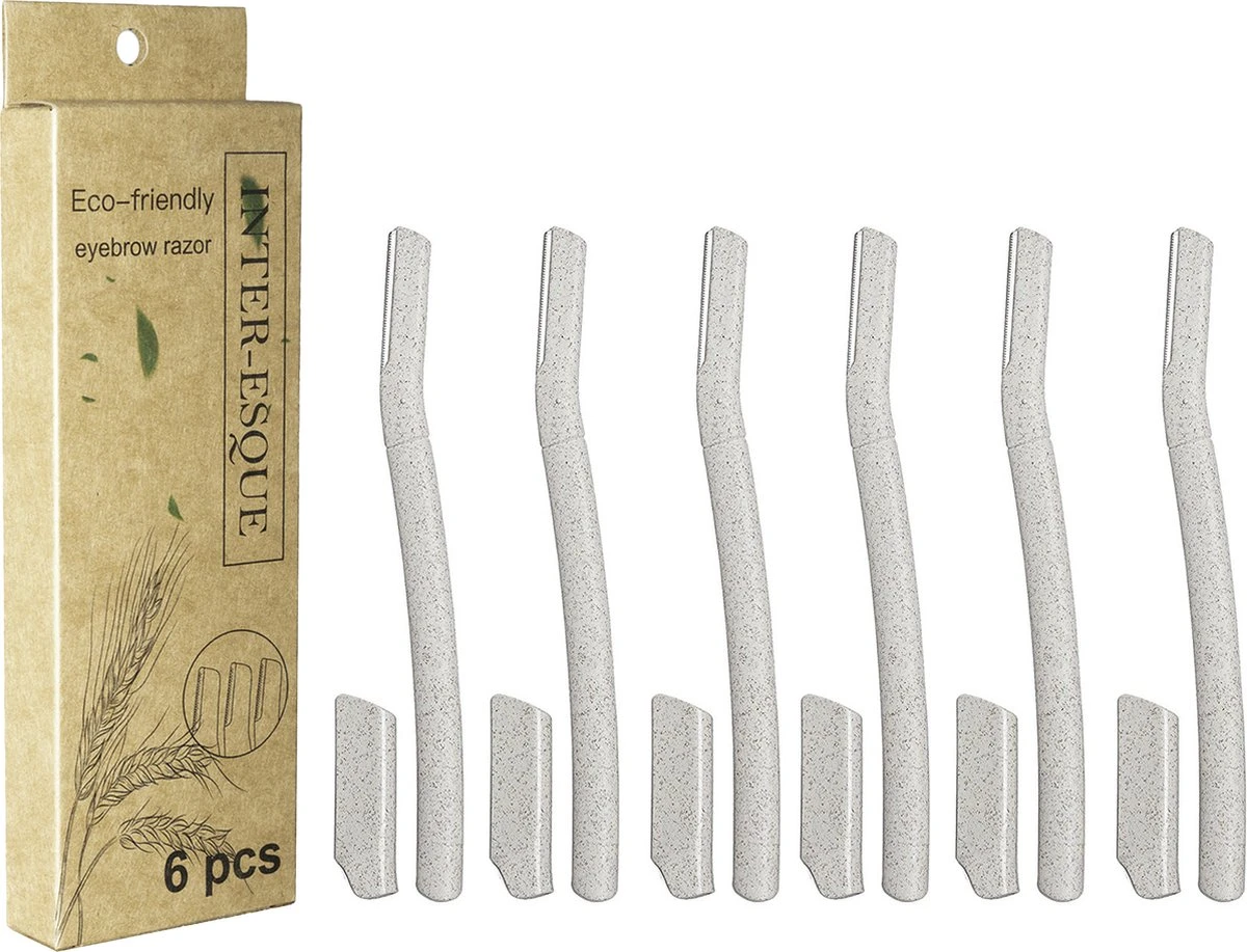 INTER-ESQUE Wenkbrauw Mesje - Eyebrow Razor - Dermaplaning - Scheermesjes Gezicht - Wenkbrauw Scheermesje Van Tarwestro - 6 Stuks - Groot