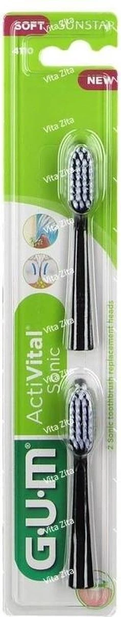 GUM® GUM Activital Sonic Opzetborstels - 2 Stuks - Zwart