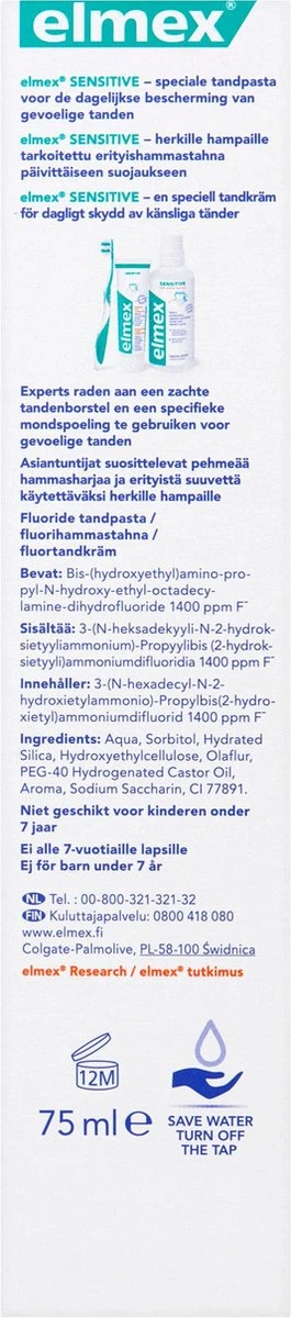 Elmex Sensitive Tandpasta 4 X 75ml - Voor Gevoelige Tanden - Voordeelverpakking - Afbeelding 9