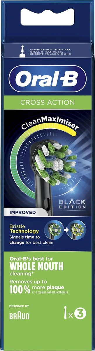 Oral B Oral-B CrossAction - Met CleanMaximiser-technologie - Opzetborstels - Zwart - 3 Stuks - Afbeelding 6