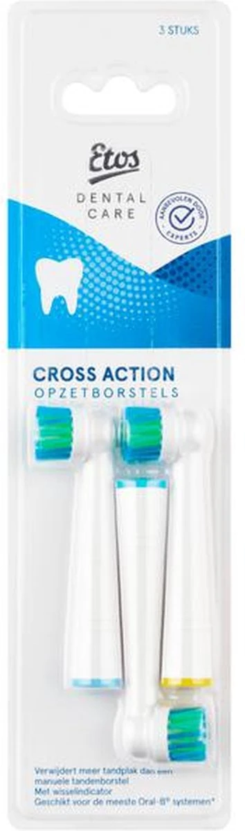 Etos Opzetborstel Cross Action - 3 Stuks - Met Wisselindicator - Geschikt Voor De Meeste Oral-B® Systemen* - Afbeelding 4
