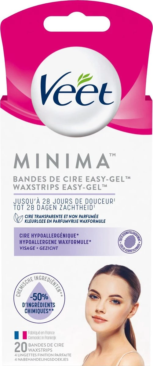 Veet Ontharingsstrips - Gezicht - Hypoallergene Minima - 20 Stuks 3 Veet Ontharingsstrips - Gezicht - Hypoallergene Minima - 20 Stuks