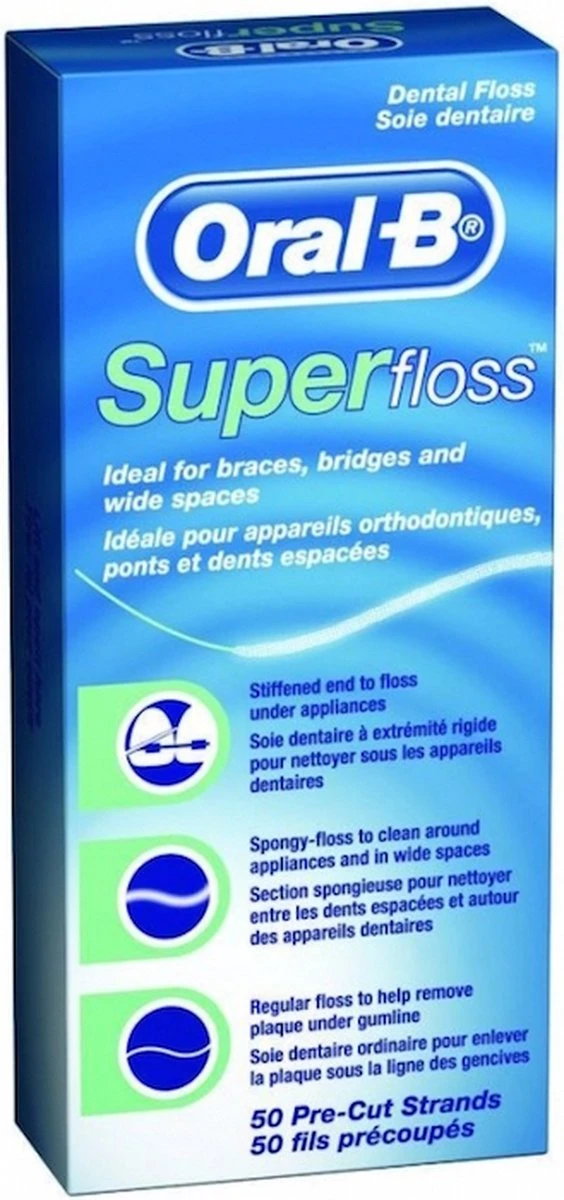Oral B Oral-B Superfloss - 50 Stuks - Flosdraad 5 Oral B Oral-B Superfloss - 50 Stuks - Flosdraad - Afbeelding 3