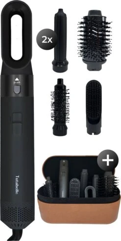Tutabelle Airwrap - 6 In 1 Haarstyler - Trendy Airstyler - Multistyler - Airwrap Krultang - Krulborstel - Hairstyler - Fohnborstel - Stijltang - Zwart