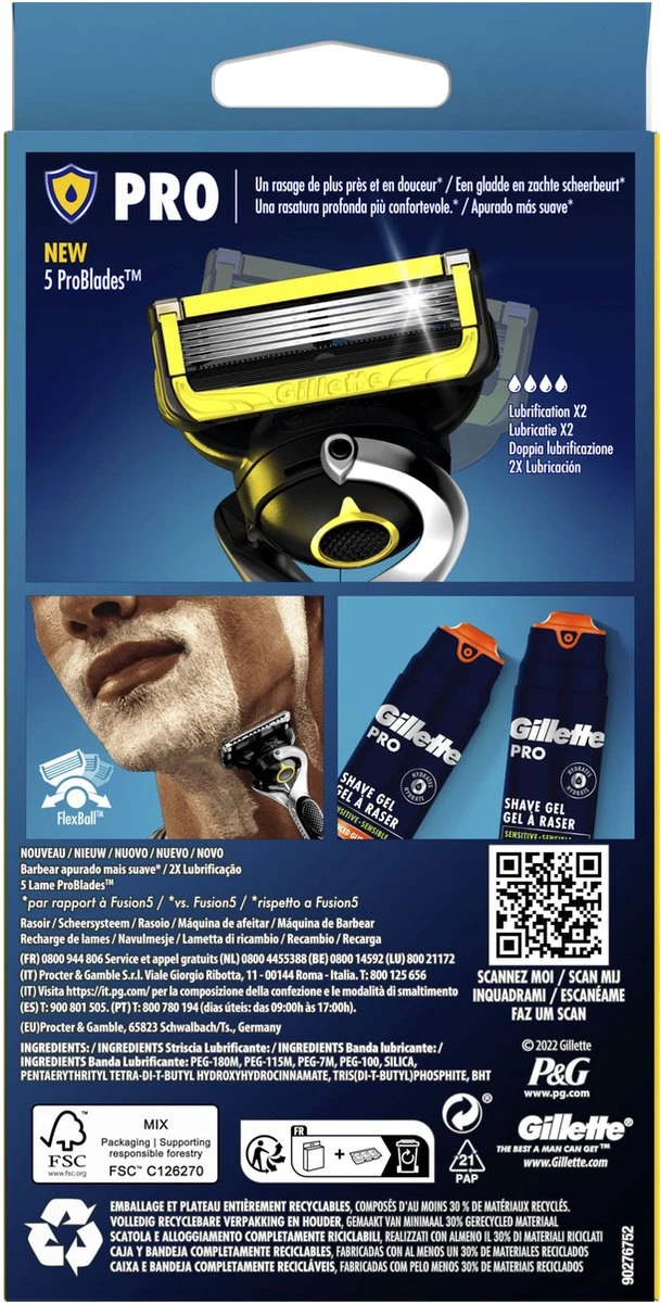 GilletteĀ® Gillette ProShield - Scheersysteem - Voor Mannen - 1 Gillette Scheersysteem - 2 Navulmesjes - Afbeelding 5