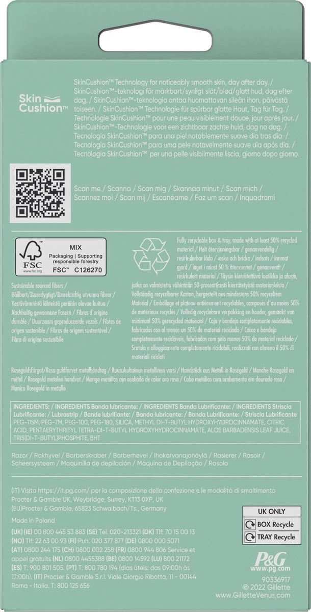 Gillette Venus Deluxe Smooth Sensitive - Scheersysteem Voor Vrouwen - RoseGold - 1 Handvat - 1 Navulmesje - 1 Scheermesje - Afbeelding 7