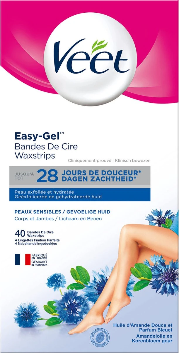 Veet - Ontharingsstrips - Benen & Lichaam - Gevoelige Huid - Easy-Gelwax - 40 Stuks 4 Veet - Ontharingsstrips - Benen & Lichaam - Gevoelige Huid - Easy-Gelwax - 40 Stuks - Afbeelding 2