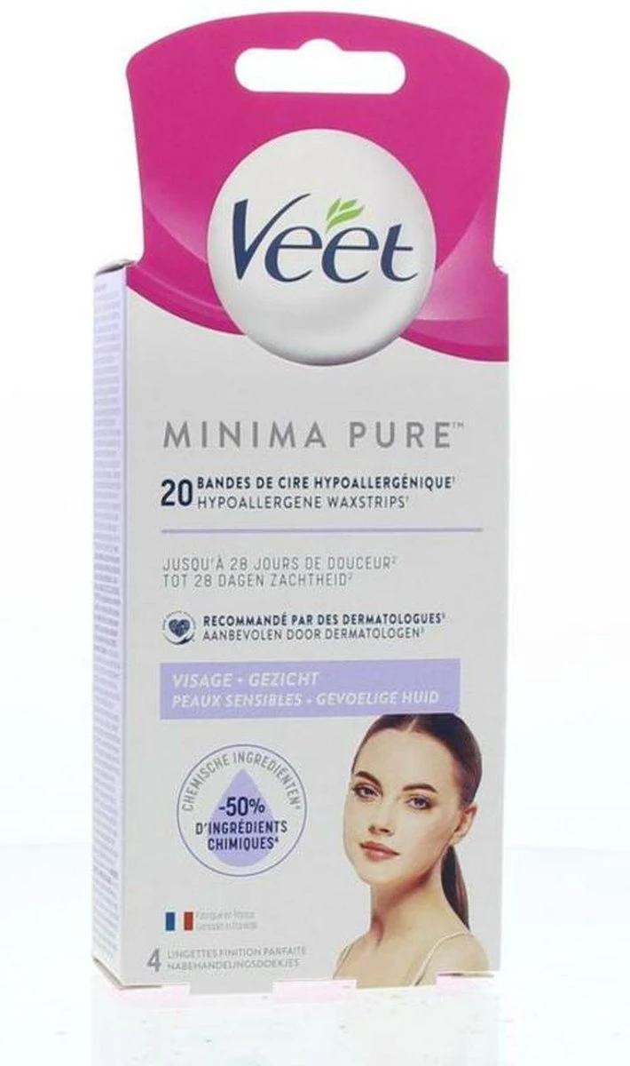 Veet Ontharingsstrips - Gezicht - Hypoallergene Minima - 20 Stuks 12 Veet Ontharingsstrips - Gezicht - Hypoallergene Minima - 20 Stuks - Afbeelding 10