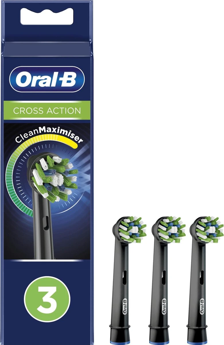 Oral B Oral-B CrossAction - Met CleanMaximiser-technologie - Opzetborstels - Zwart - 3 Stuks