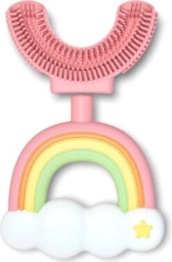 Medies - 360° U-vormige Kindertandenborstel Regenboog Roze | Baby Tandenborstel | Kindertandenborstel | Peuter Tandenborstel | U-vorm - Siliconen - Bpa Free - 2 Tot 7 Jaar
