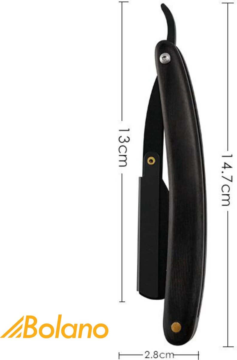 Bolano® Premium Shavette Open Scheermes Black Wood + 50 Single Edge Scheermesjes - Klassiek Barbiersmes Straight Razor Voor Mannen - Cut Throat Razor Nekmes - Klassiek Klap Scheermes - Safety Razor Feather Mes - Afbeelding 8