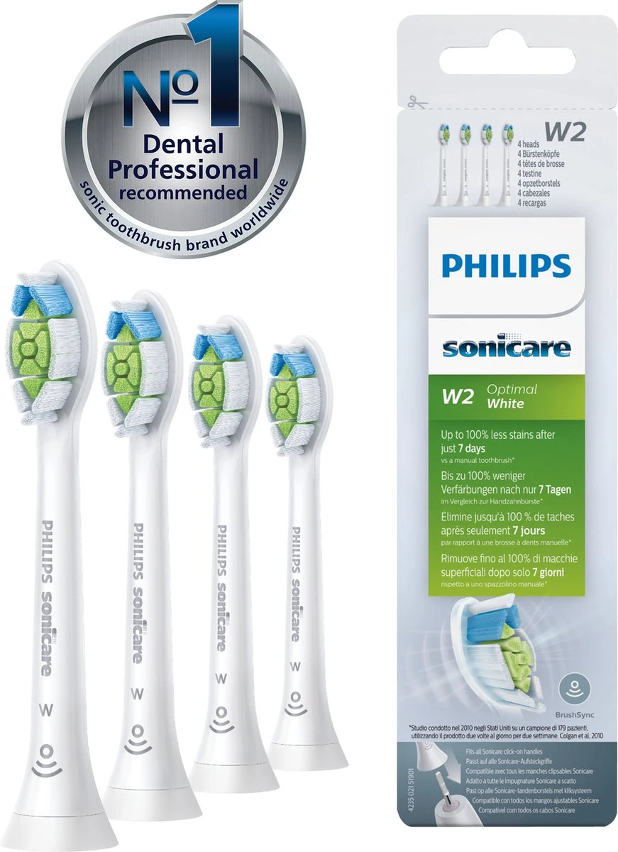 Philips Sonicare W2 Optimal White HX6064/10 - Opzetborstels - 4 Stuks - Afbeelding 2