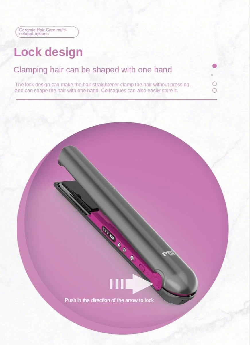 VENEUX® - Draadloze 2 In 1 Krultang En Stijltang - Grijs / Roze - Tiktok - Afbeelding 14