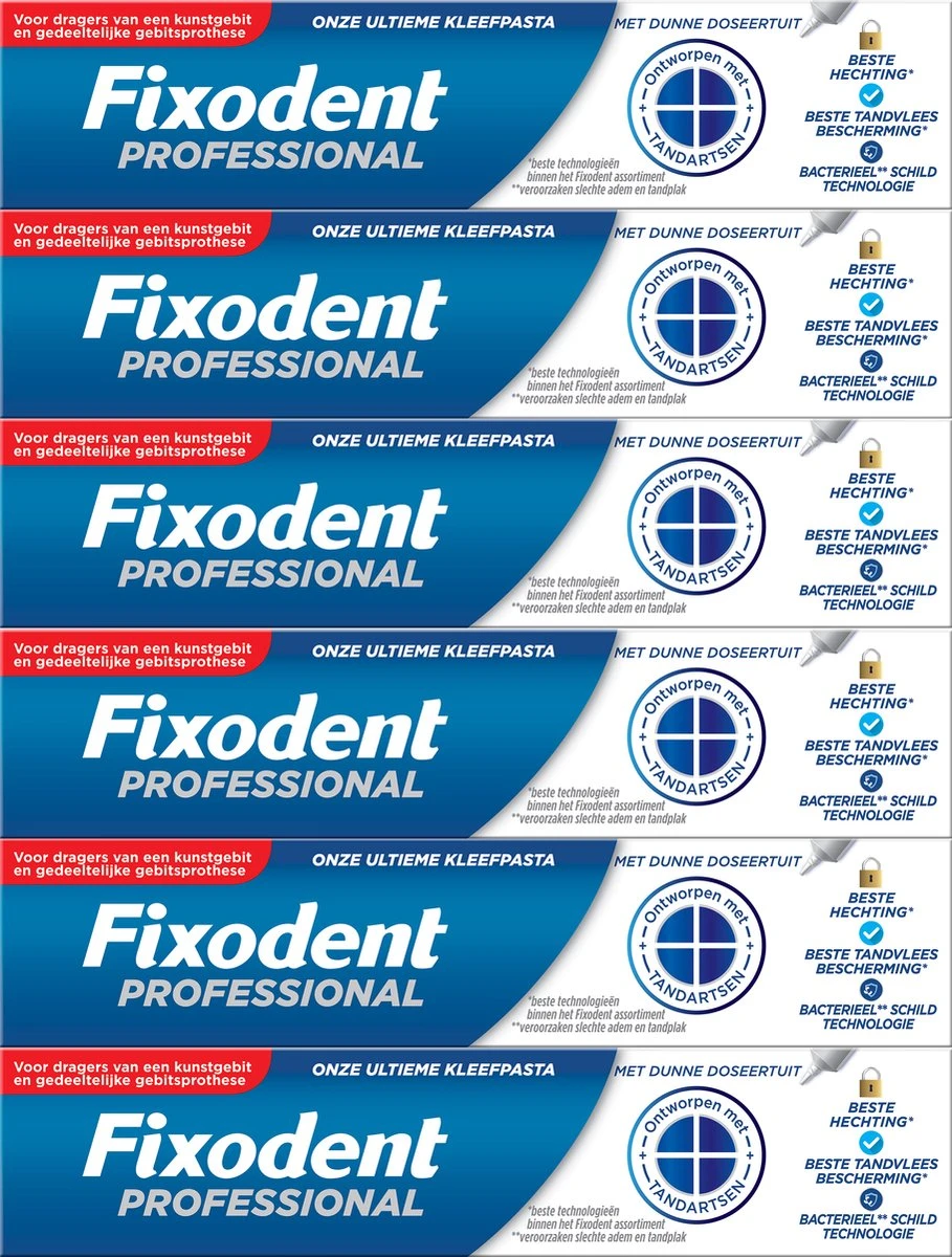 Fixodent Professional - Kleefpasta - 6 X 40g - Voordeelverpakking