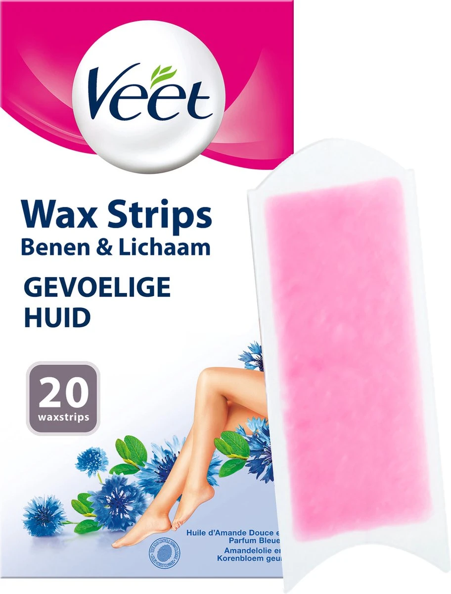 Veet - Ontharingsstrips - Benen & Lichaam - Gevoelige Huid - Easy-Gelwax - 20 Stuks - Afbeelding 3