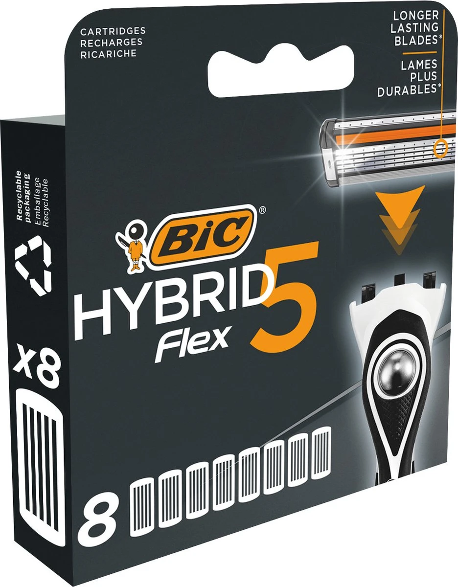 BIC Hybrid 5 Flex Scheermesjes Voor Mannen - Navulverpakking Met 8 Mesjes - Navullingen - Geen Houder - Afbeelding 2