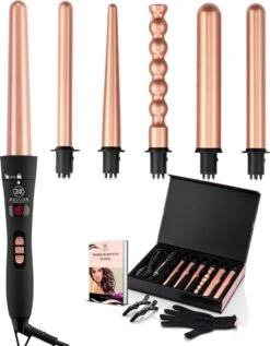 Mellian 6 In 1 Krultang Met Opzetstukken - Rosé Goud - 13 Tot 32mm