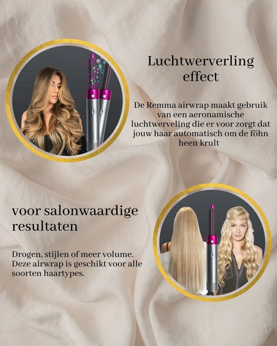 Remma Airwrap - 5 In 1 Multistyler - Vernieuwse 2023 Model - Tiktok Model - Krultang - Diffuser - Krulborstel - Afbeelding 3
