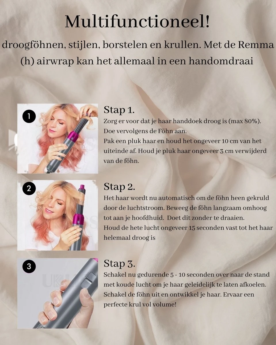 Remma Airwrap - 5 In 1 Multistyler - Vernieuwse 2023 Model - Tiktok Model - Krultang - Diffuser - Krulborstel - Afbeelding 8