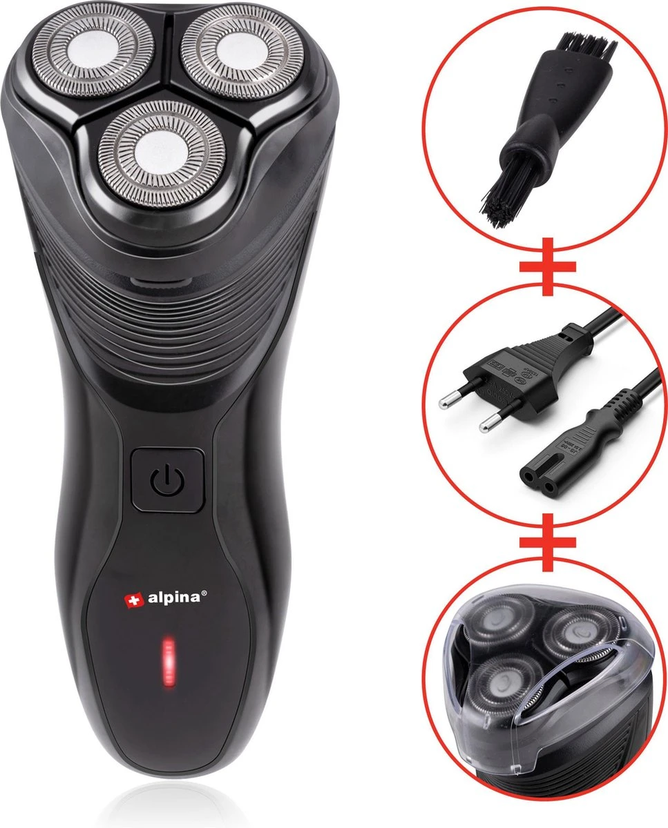 Alpina Scheerapparaat Oplaadbaar - 3 Koppen - Pop Up Trimmer - Reinigingsborsteltje - Beschermkap - Oplaadkabel 11 Alpina Scheerapparaat Oplaadbaar - 3 Koppen - Pop Up Trimmer - Reinigingsborsteltje - Beschermkap - Oplaadkabel - Afbeelding 9
