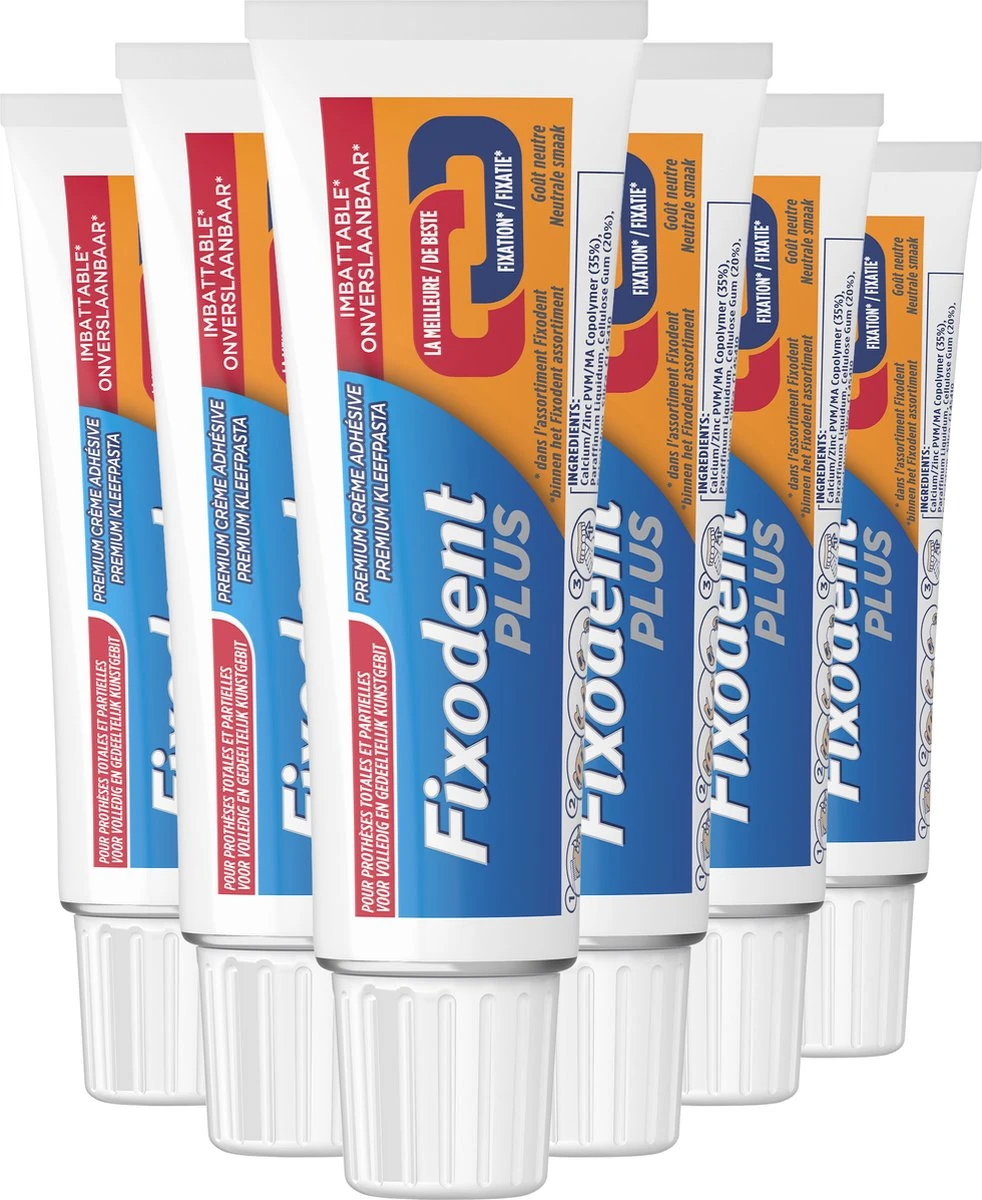 Fixodent Plus - Voordeelverpakking 6x40 G - Kleefpasta