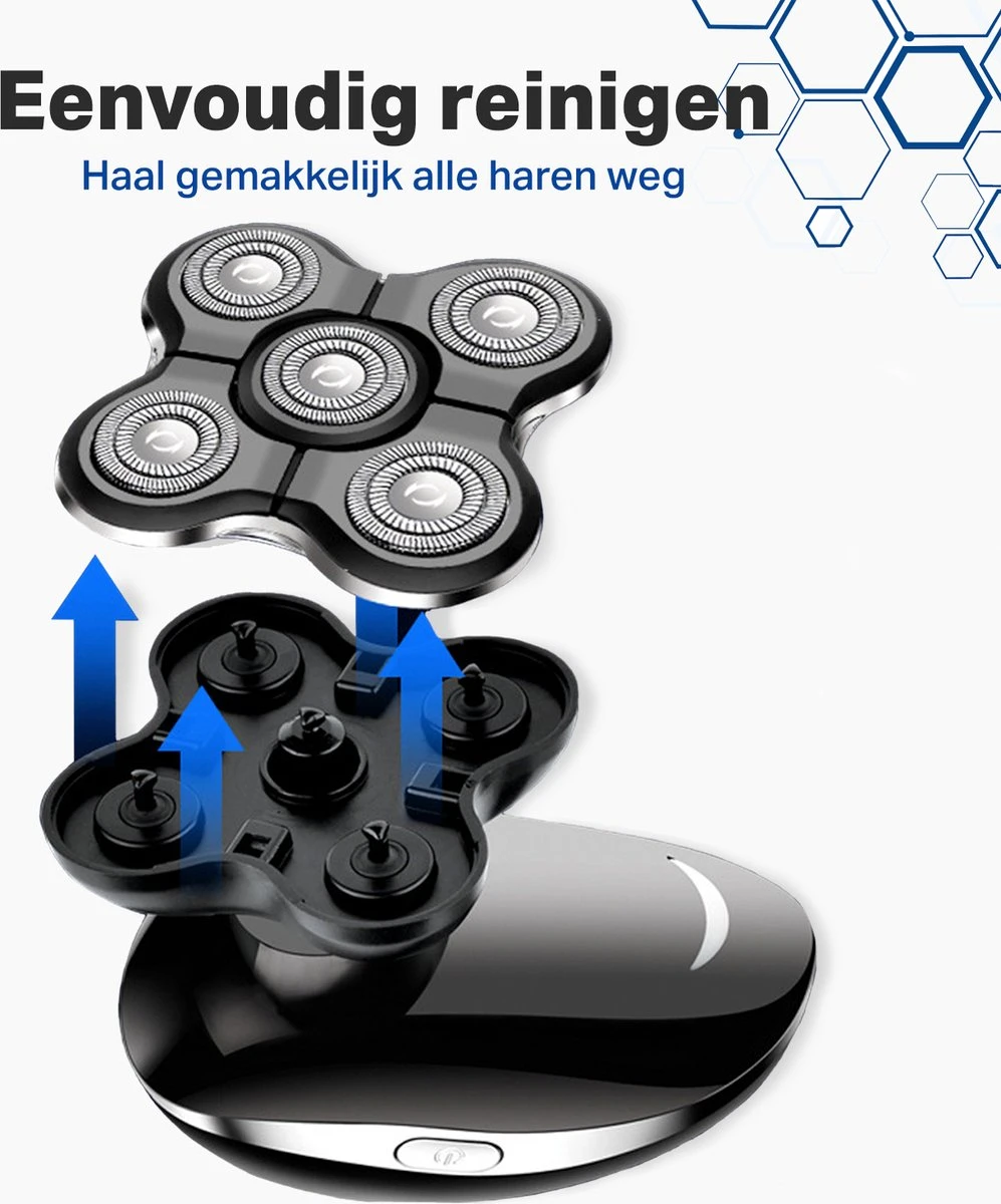 Vivid Green 5-in-1 Scheerapparaat Mannen - Trimmer - Nat En Droog Scheren - Incl. 5 Opzetstukken - Draadloos - Afbeelding 4